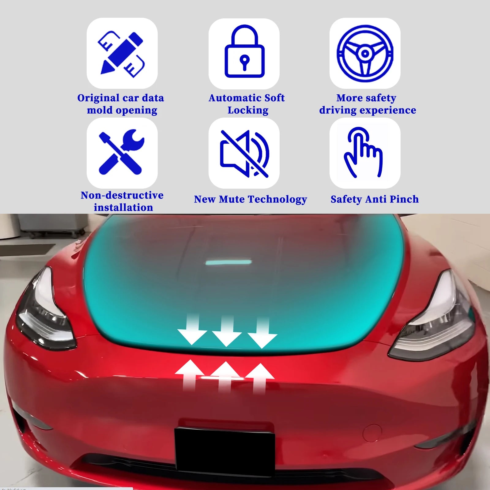 Frunk soft closing for Tesla